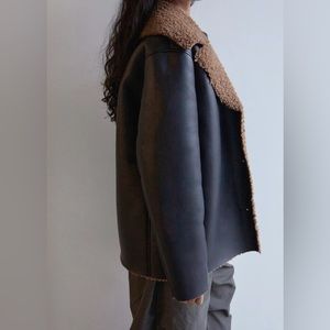 SHERPA TRIMMED VEGAN LEATHER JACKET | Oak and Fort